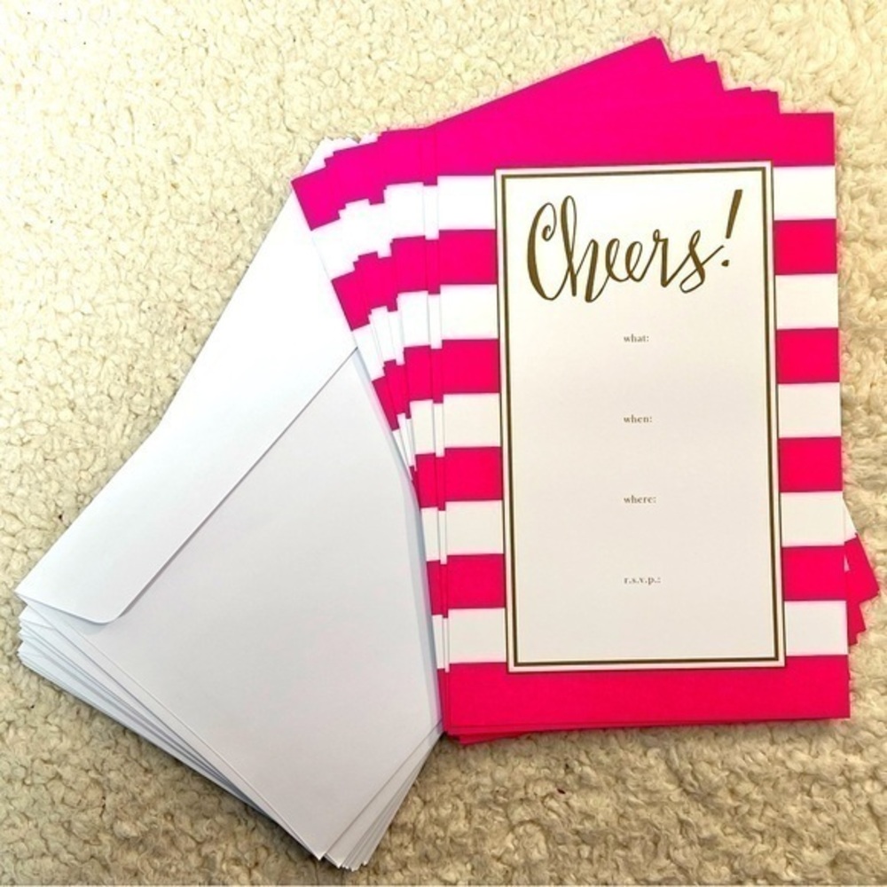 Slant "Cheers" Invitations 10 Pack with Envelopes